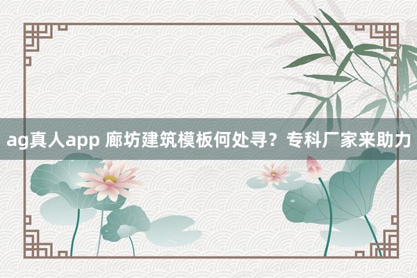 ag真人app 廊坊建筑模板何处寻？专科厂家来助力