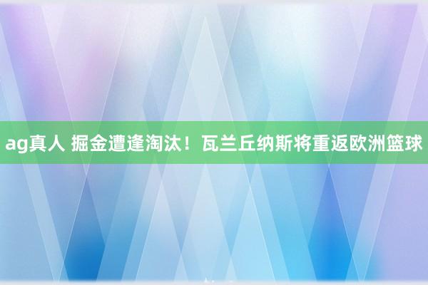 ag真人 掘金遭逢淘汰！瓦兰丘纳斯将重返欧洲篮球