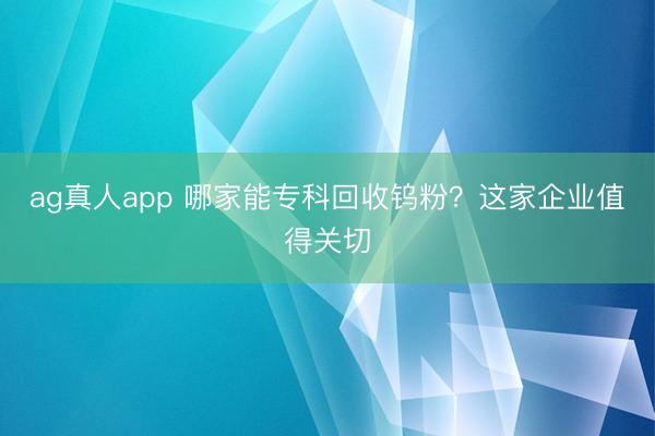 ag真人app 哪家能专科回收钨粉？这家企业值得关切