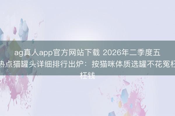 ag真人app官方网站下载 2026年二季度五款热点猫罐头详细排行出炉：按猫咪体质选罐不花冤枉钱